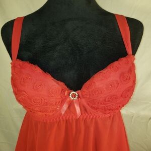 Seductivewear by Cinema Chic Red Lace Chemise - M